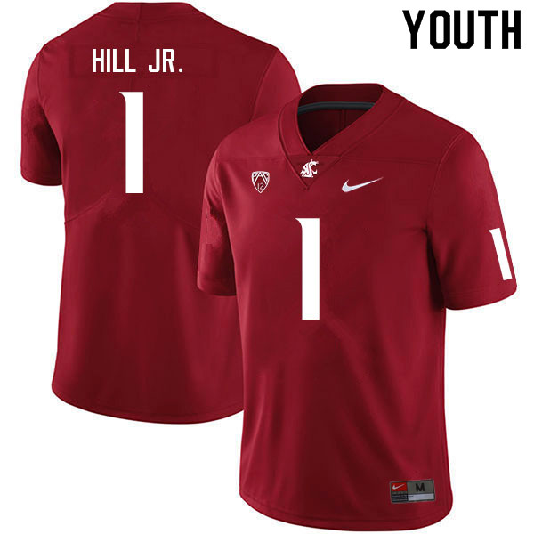 Youth #1 Tyrone Hill Jr. Washington State Cougars College Football Jerseys Sale-Crimson - Click Image to Close